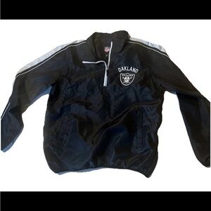 Vintage 90's Oakland Raiders Las Vegas NFL Pullover Starter Jacket  Side Zipper